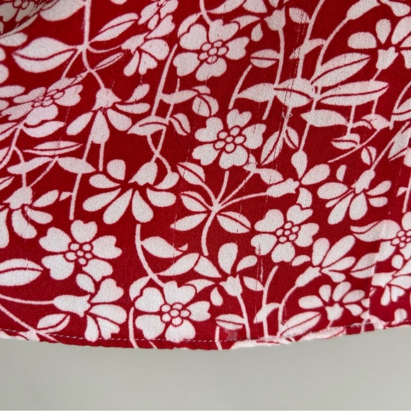 Brooks Brothers Red Floral V Neck Short Sleeve Swing Women Midi Dress SZ 8 - Picture 8 of 15
